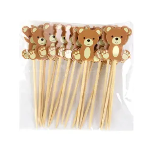 20-Piece Lot Cute Bear Food Picks Cake Dessert Hors D'oeuvres Appetizer Toothpicks Fruit Forks Birthday Party Baby Shower Christmas Decoration Supplies