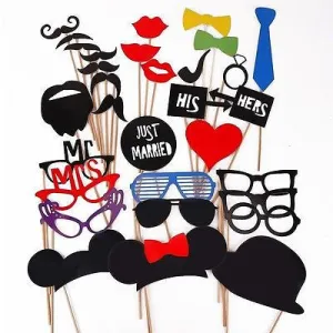31 PCS Minnie Mickey Mouse Ears Mustache Photo Prop Booth Party Favor Wedding Birthday