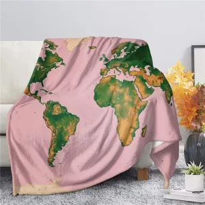 3D World Map Theme Flannel Throw Blankets for Sofa Winter Warm Bedroom Decor Blanket on The Bed Soft Kids Adults Travel Gifts