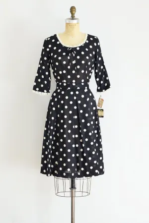 50s Polka Dot Lawn Dress / S