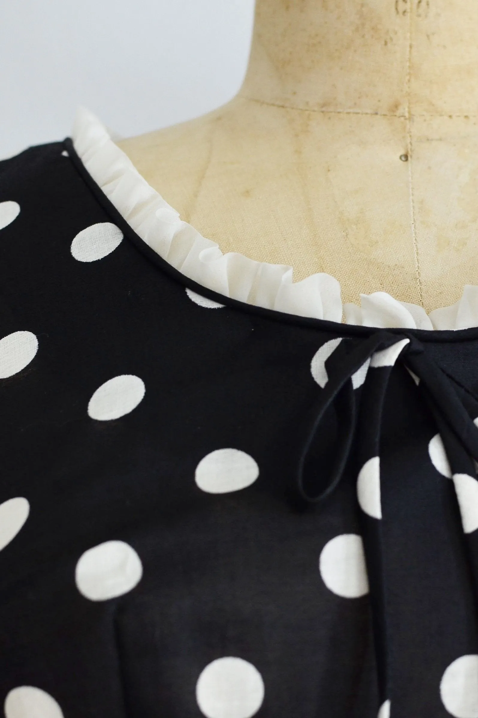 50s Polka Dot Lawn Dress / S