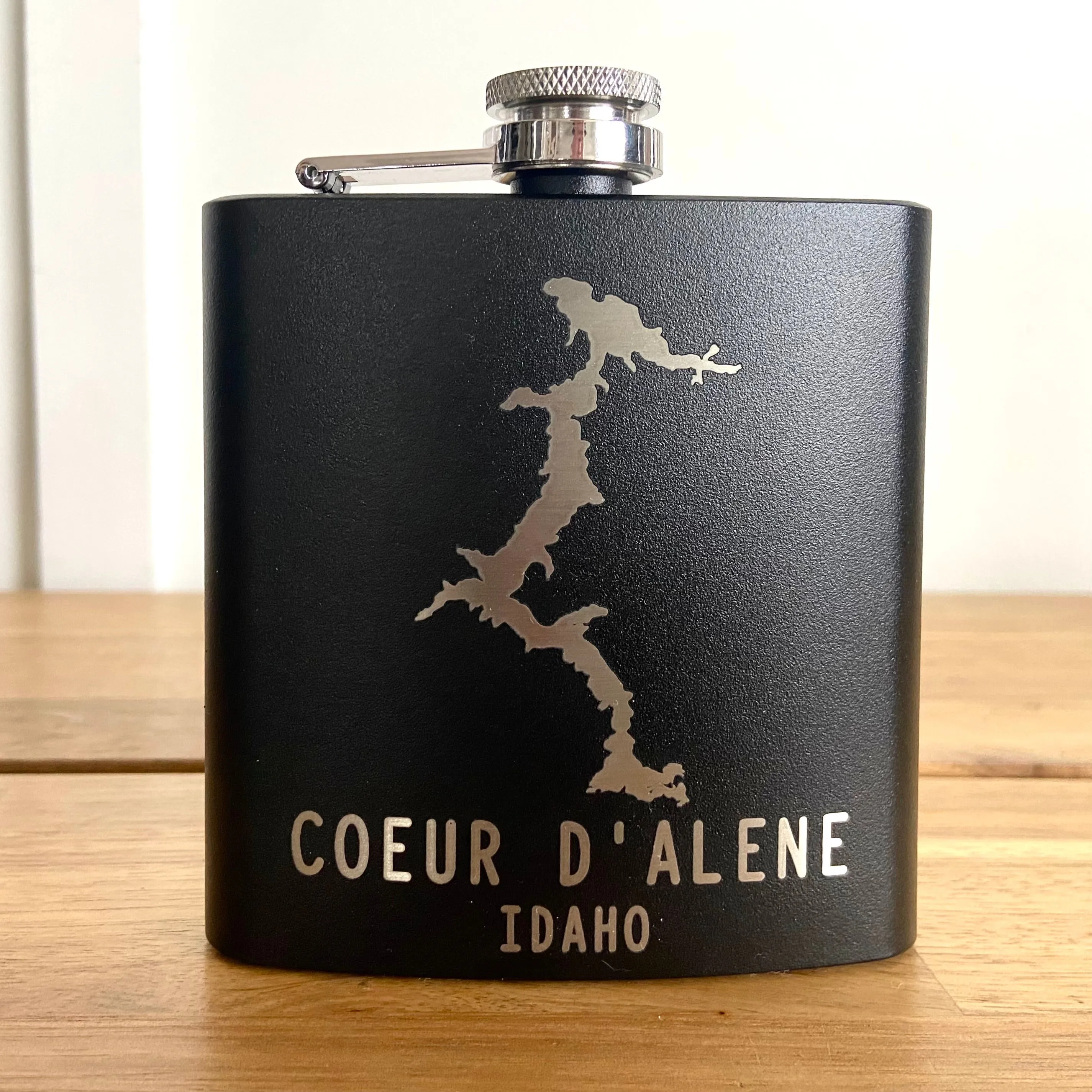 6oz Coeur d’Alene Stainless Steel Flask - personalized engraved flask