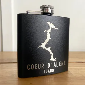 6oz Coeur d’Alene Stainless Steel Flask - personalized engraved flask