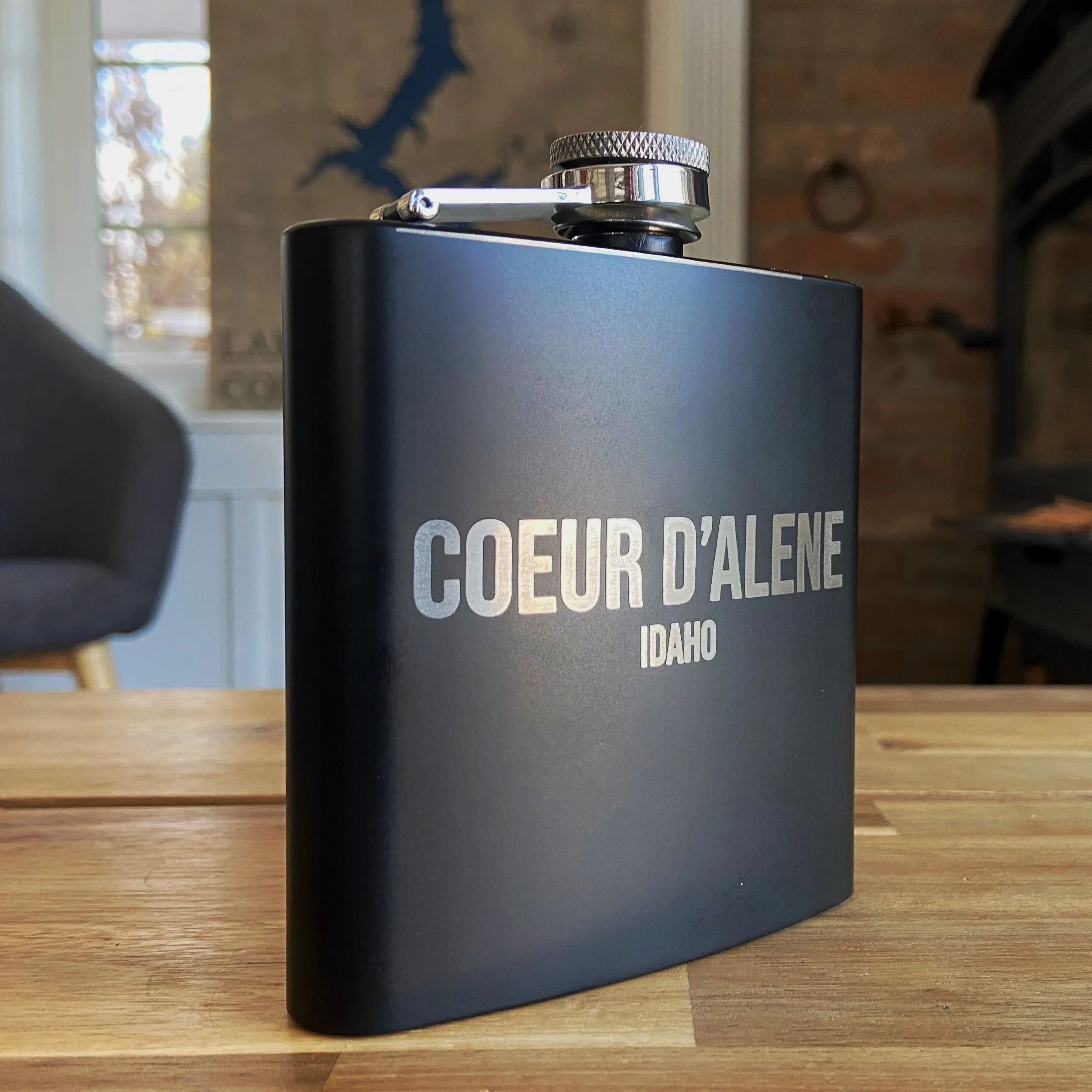 6oz Coeur d’Alene Stainless Steel Flask - personalized engraved flask