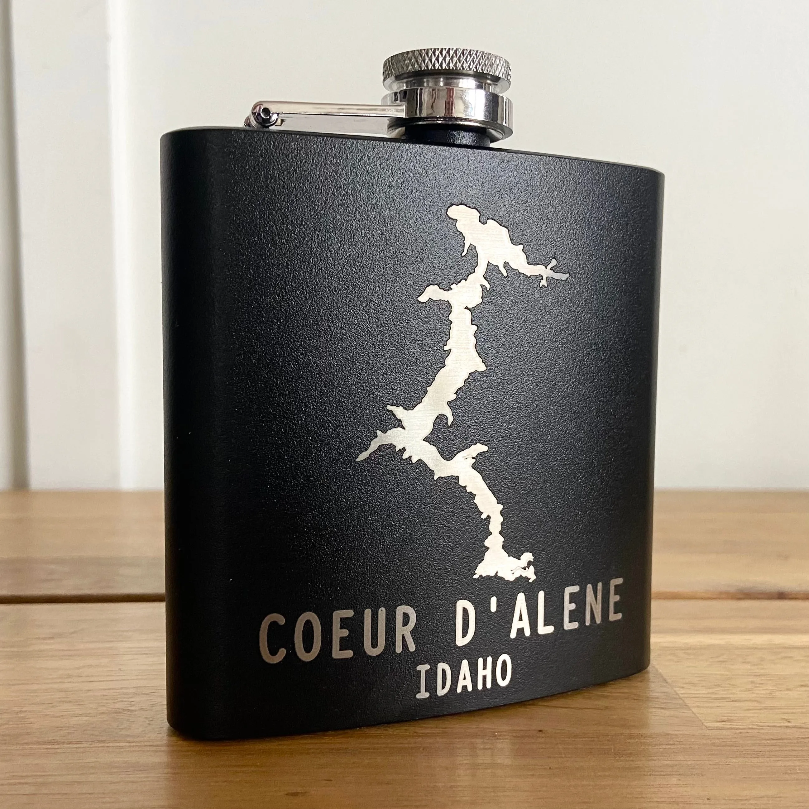 6oz Coeur d’Alene Stainless Steel Flask - personalized engraved flask