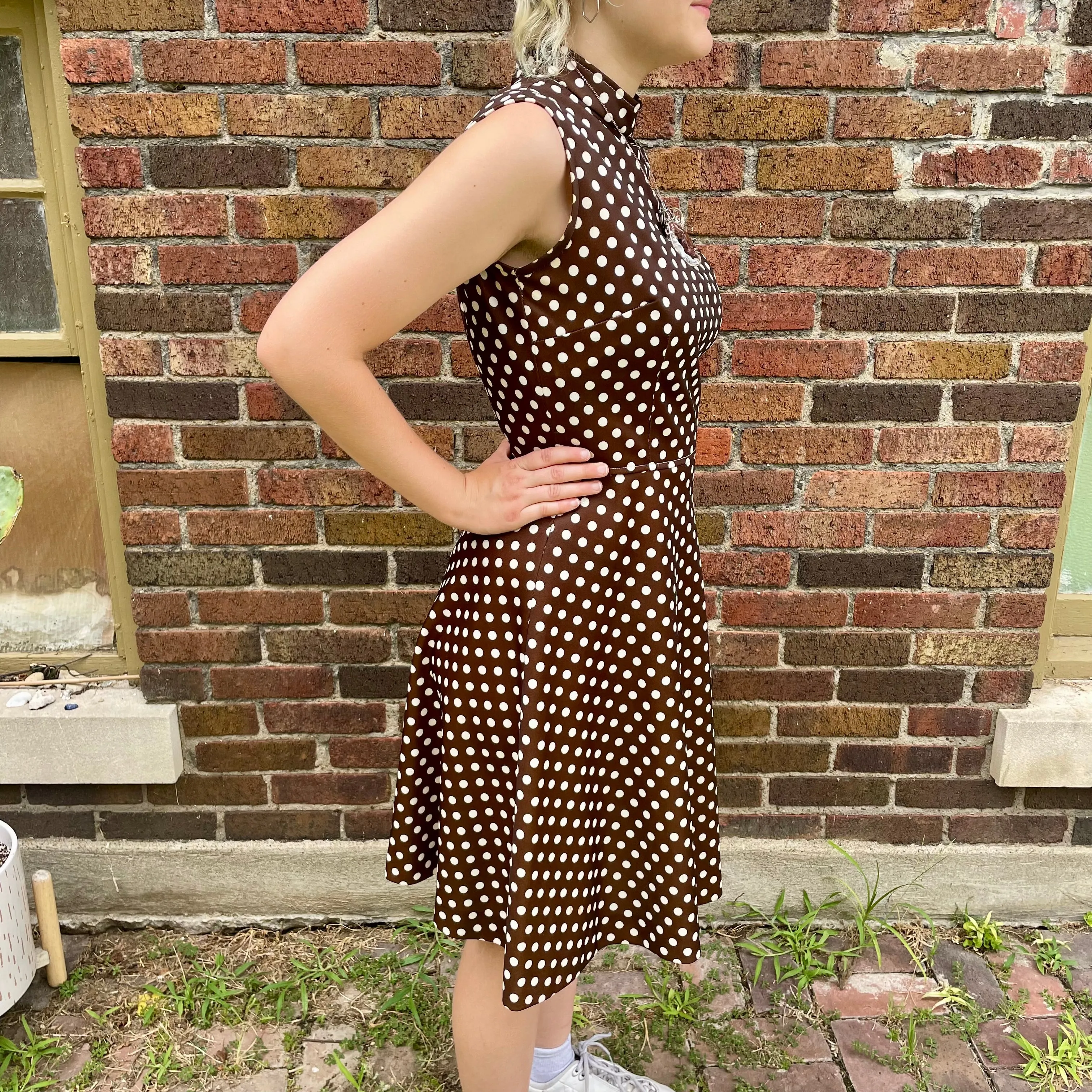70s Burnsville polka dot dress // Sz 10 (HT2450)