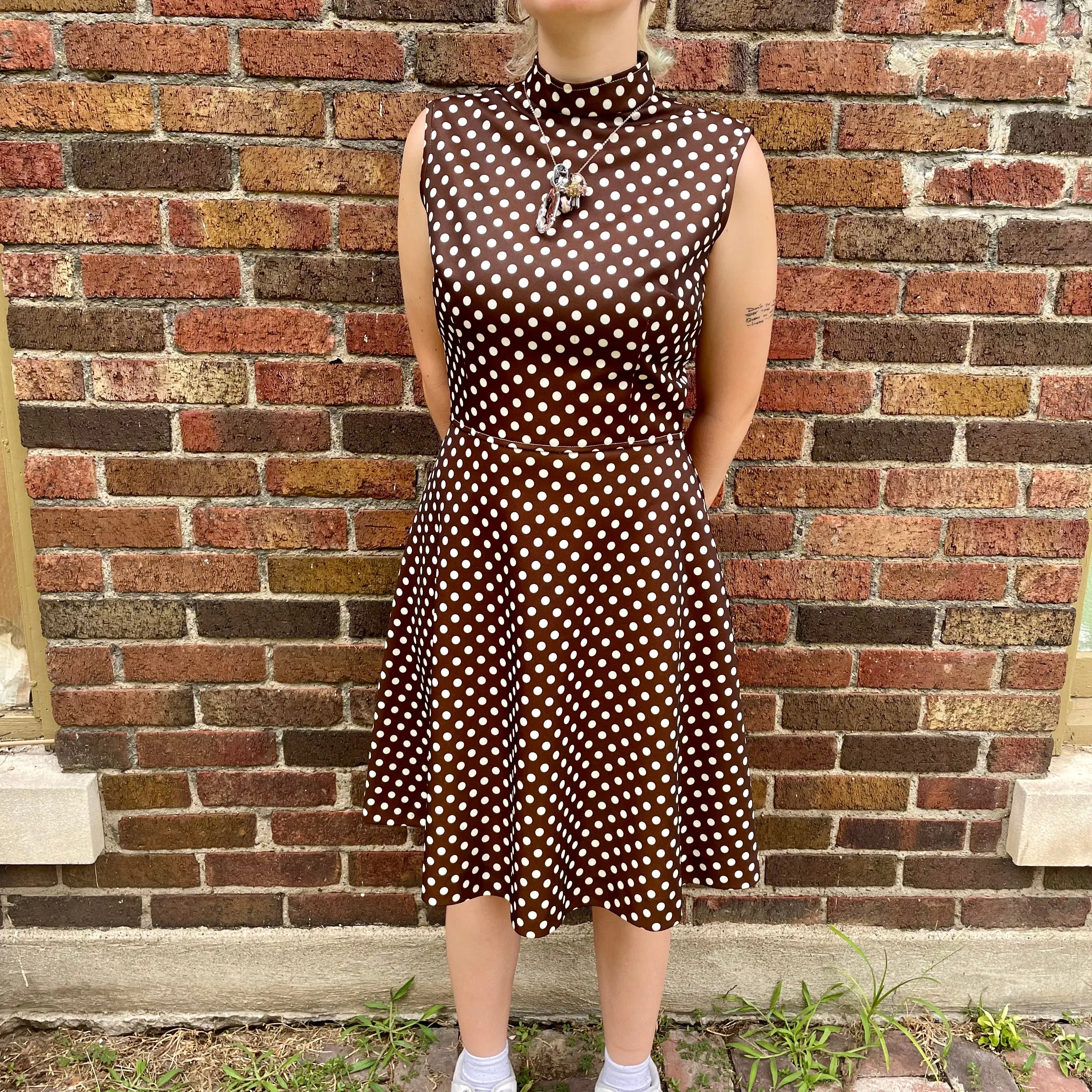 70s Burnsville polka dot dress // Sz 10 (HT2450)