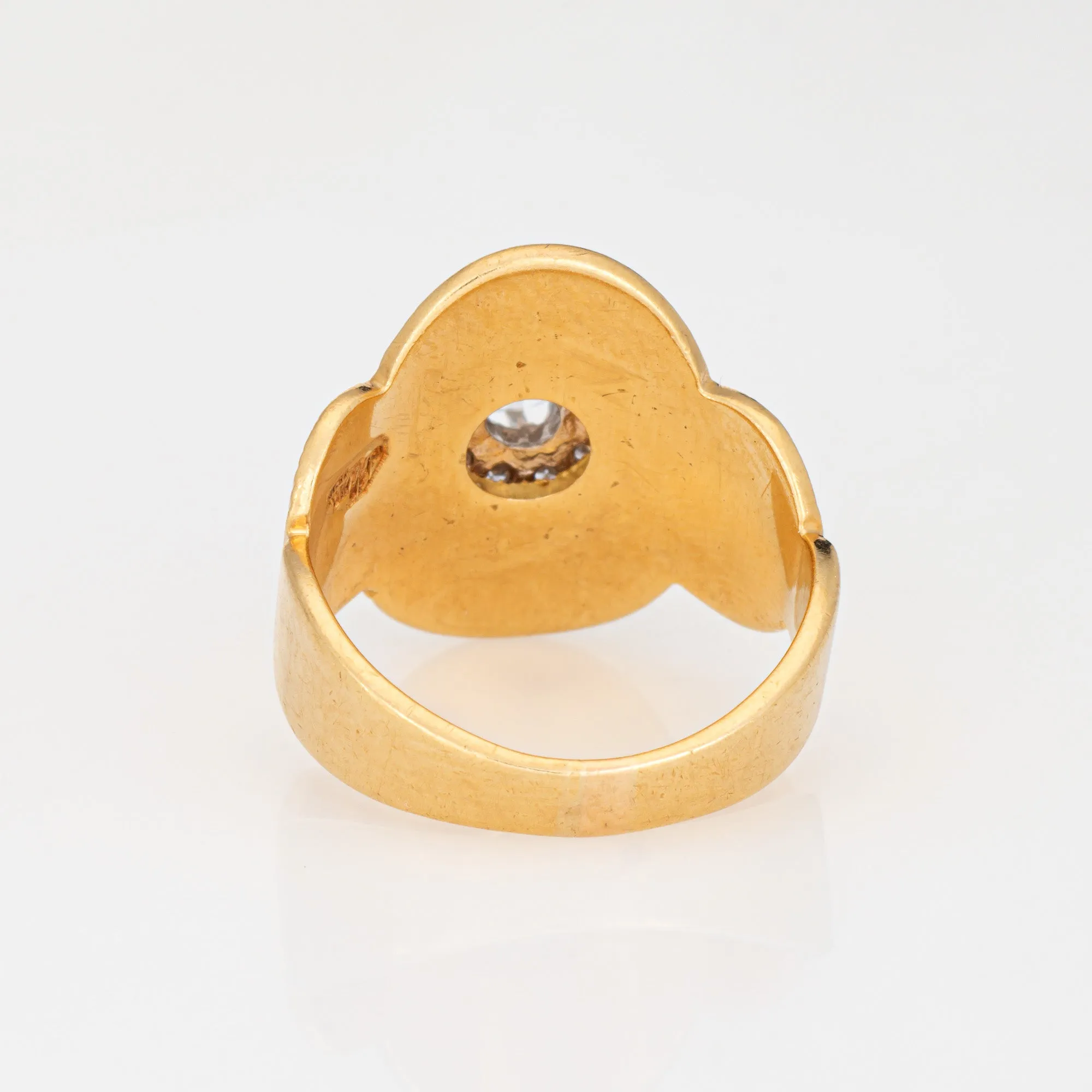 70s Diamond Cluster Cigar Ring Sz 6 Band 18k Yellow Gold Cocktail Estate Jewelry