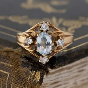 .75ctw Vintage Aquamarine & Diamond Ring