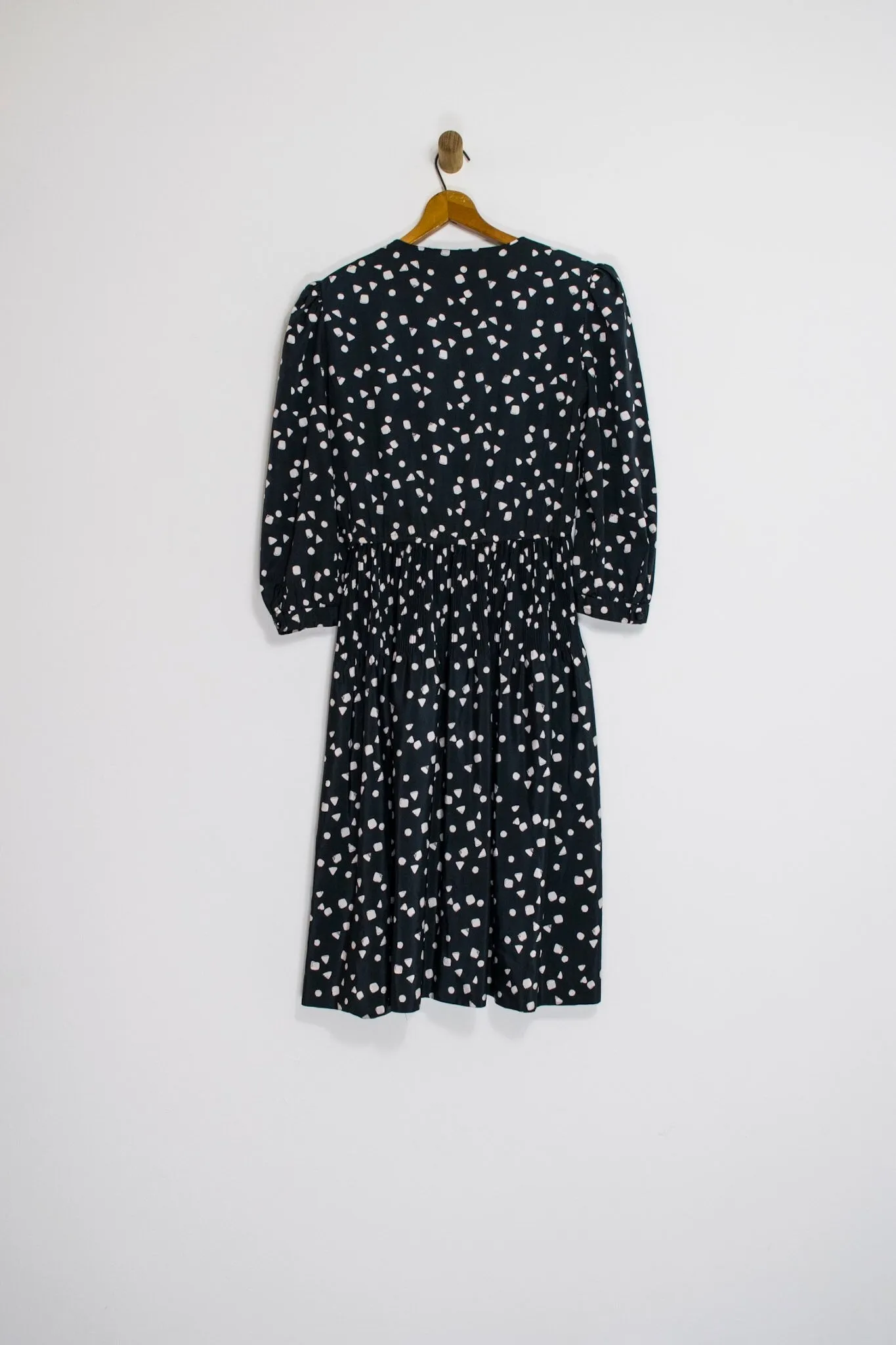 80’s B&W POLKA DOT MIDI DRESS / MEDIUM