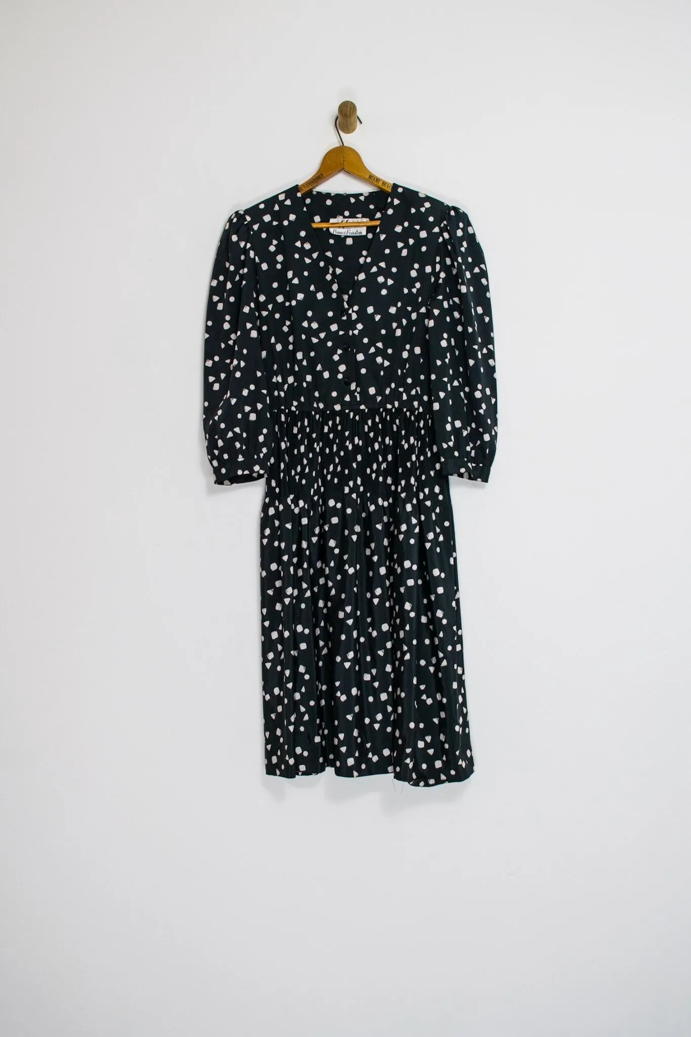 80’s B&W POLKA DOT MIDI DRESS / MEDIUM