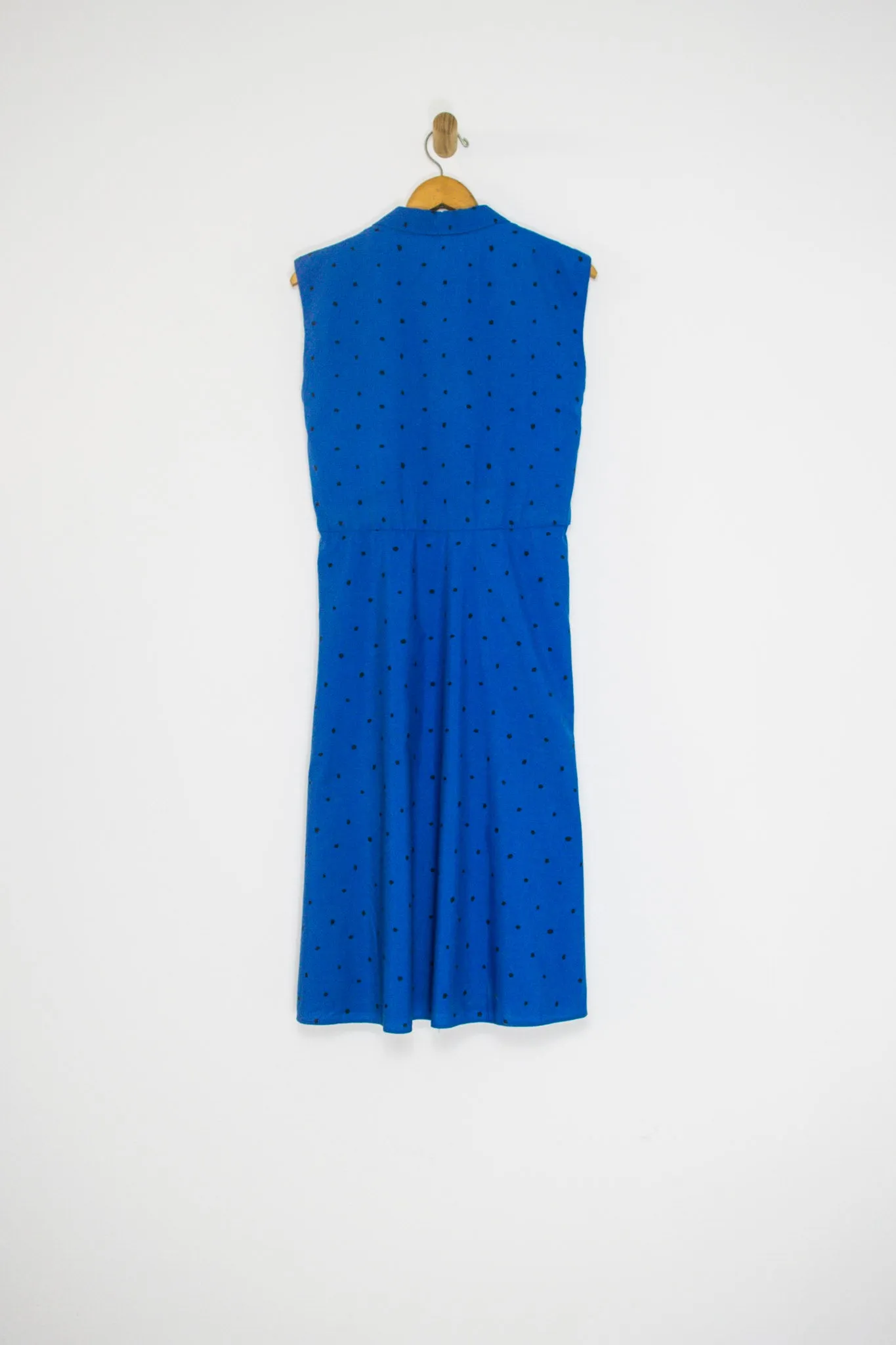 80’s BLUE POLKA DOT DAY DRESS / MEDIUM