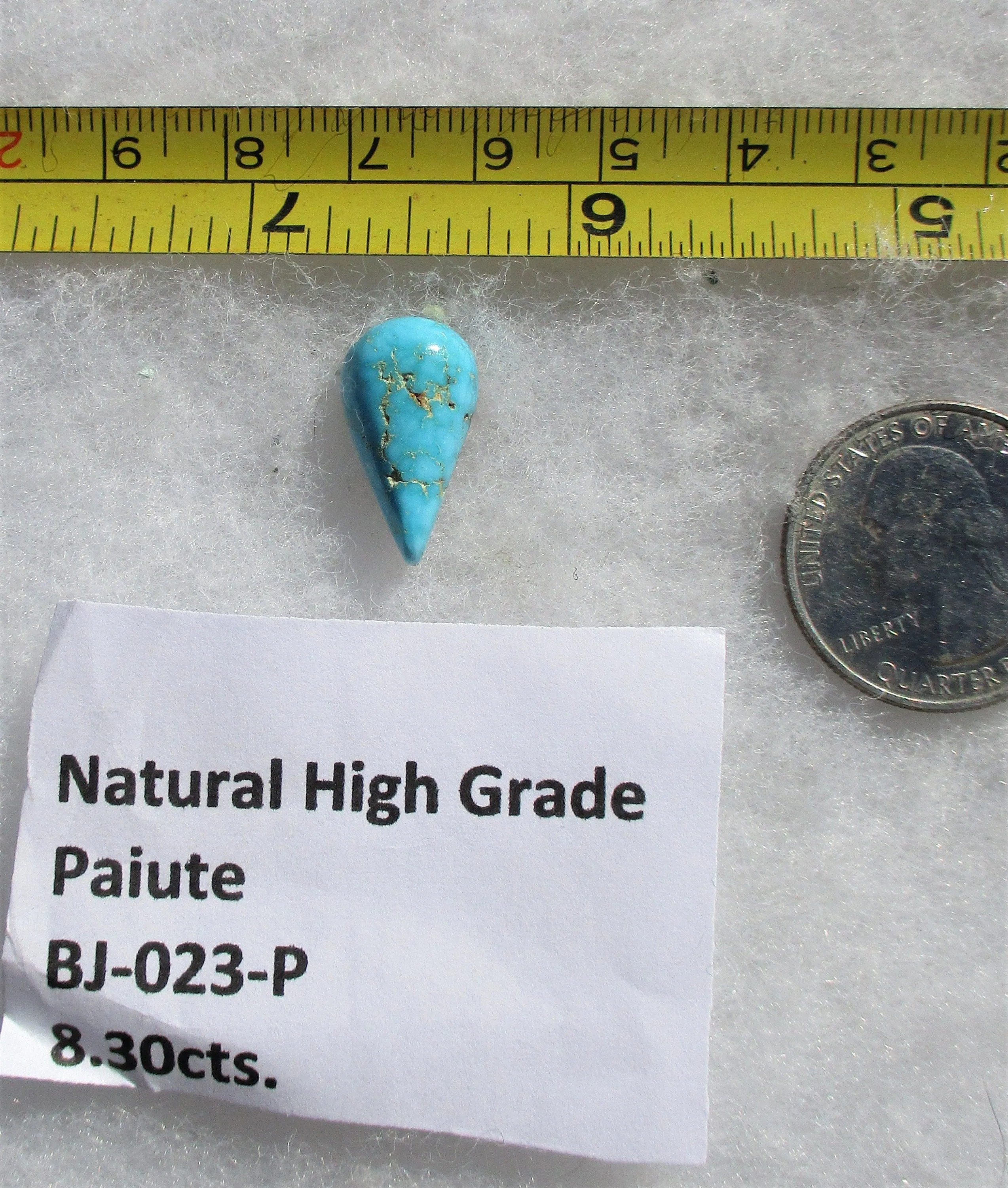 8.3 ct. (29.5x15x6 mm) Natural High Grade Paiute Turquoise Cabochon, Gemstone BJ 023 P