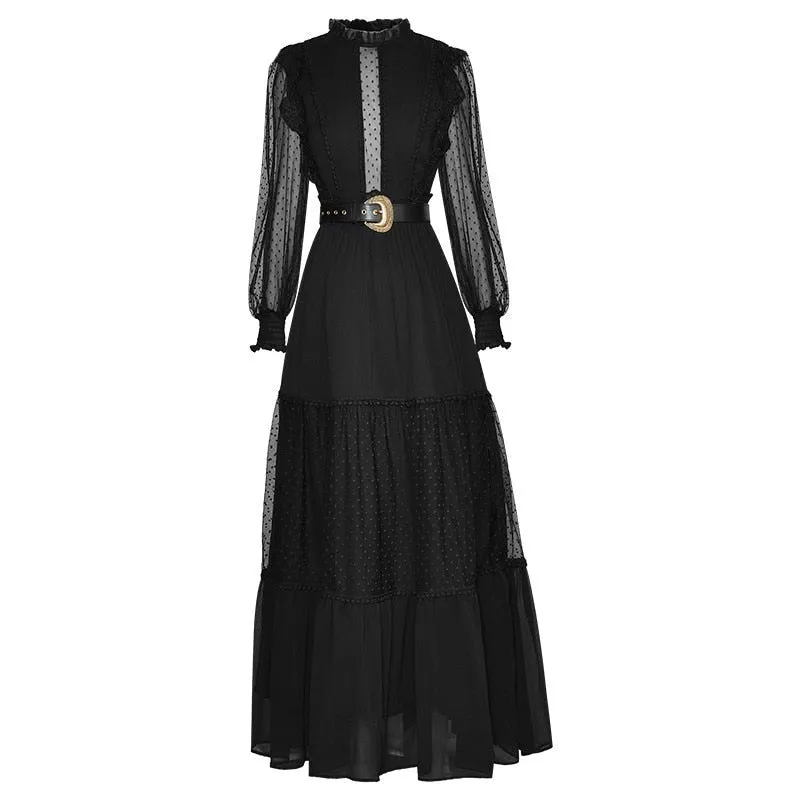 Alessia  Mesh Polka dot Lace Maxi