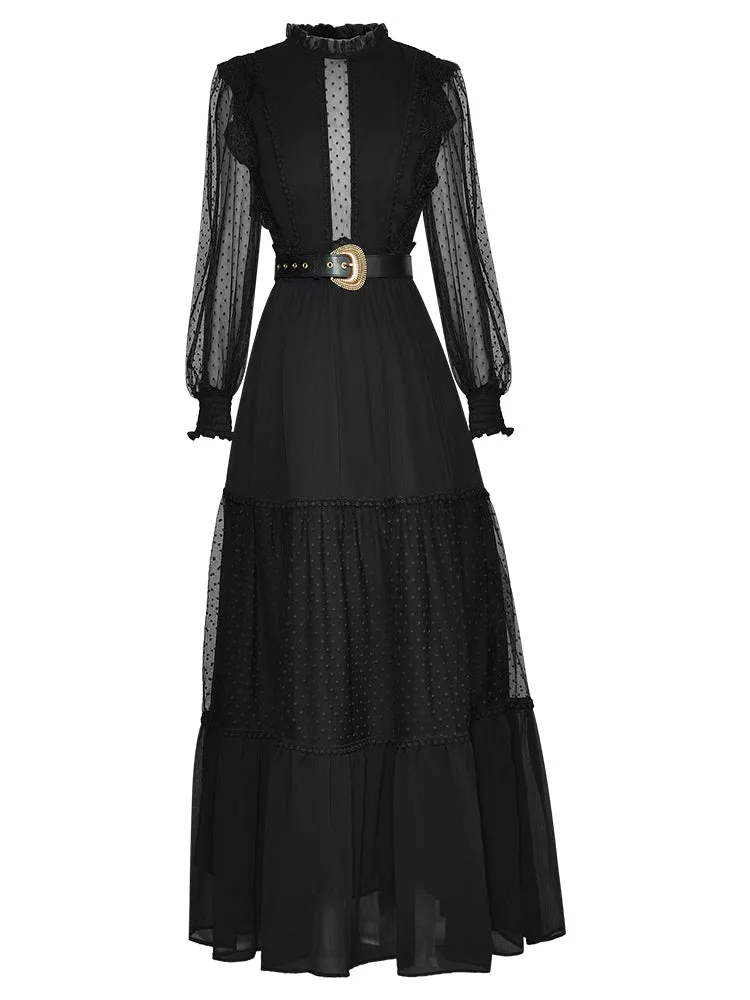 Alessia  Mesh Polka dot Lace Maxi