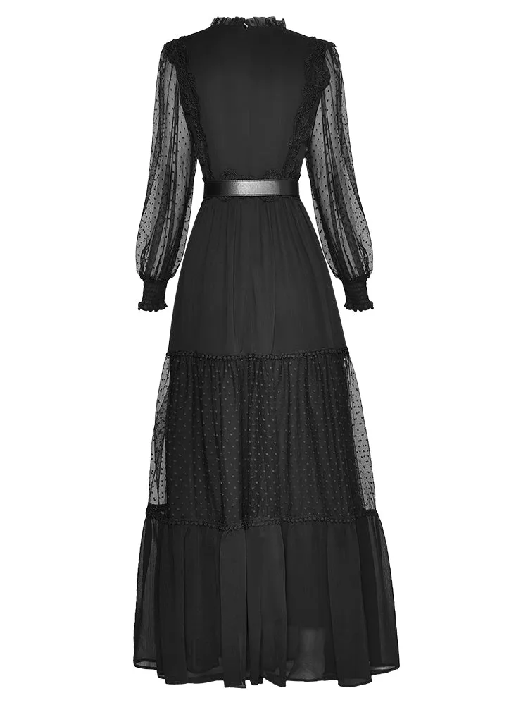 Alessia  Mesh Polka dot Lace Maxi