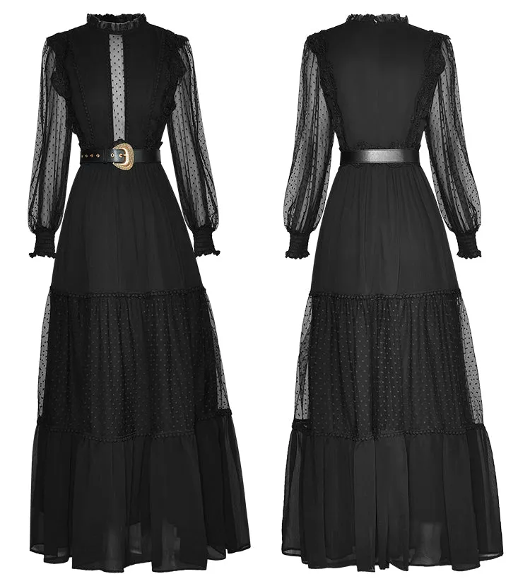 Alessia  Mesh Polka dot Lace Maxi