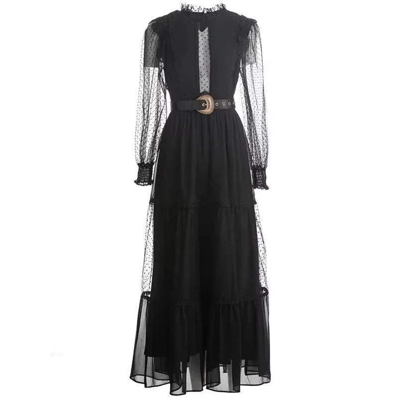 Alessia  Mesh Polka dot Lace Maxi
