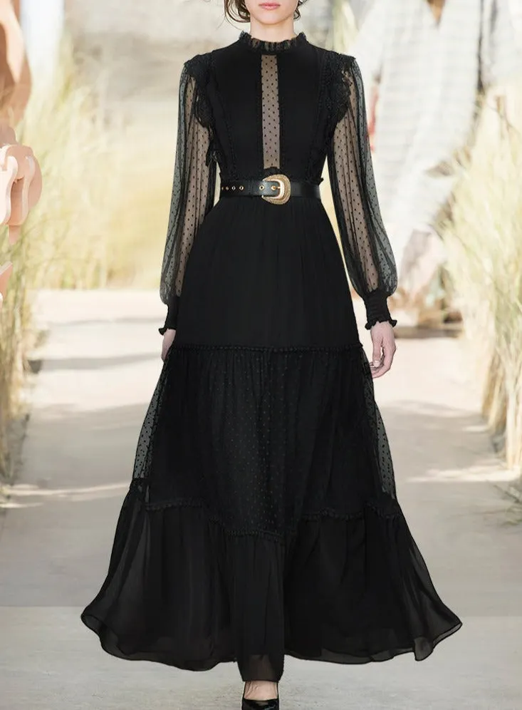 Alessia  Mesh Polka dot Lace Maxi