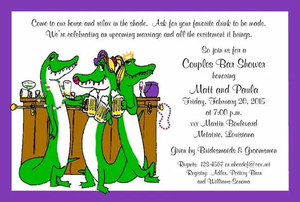 ALLIGATORS AT THE BAR CUSTOM INVITATION