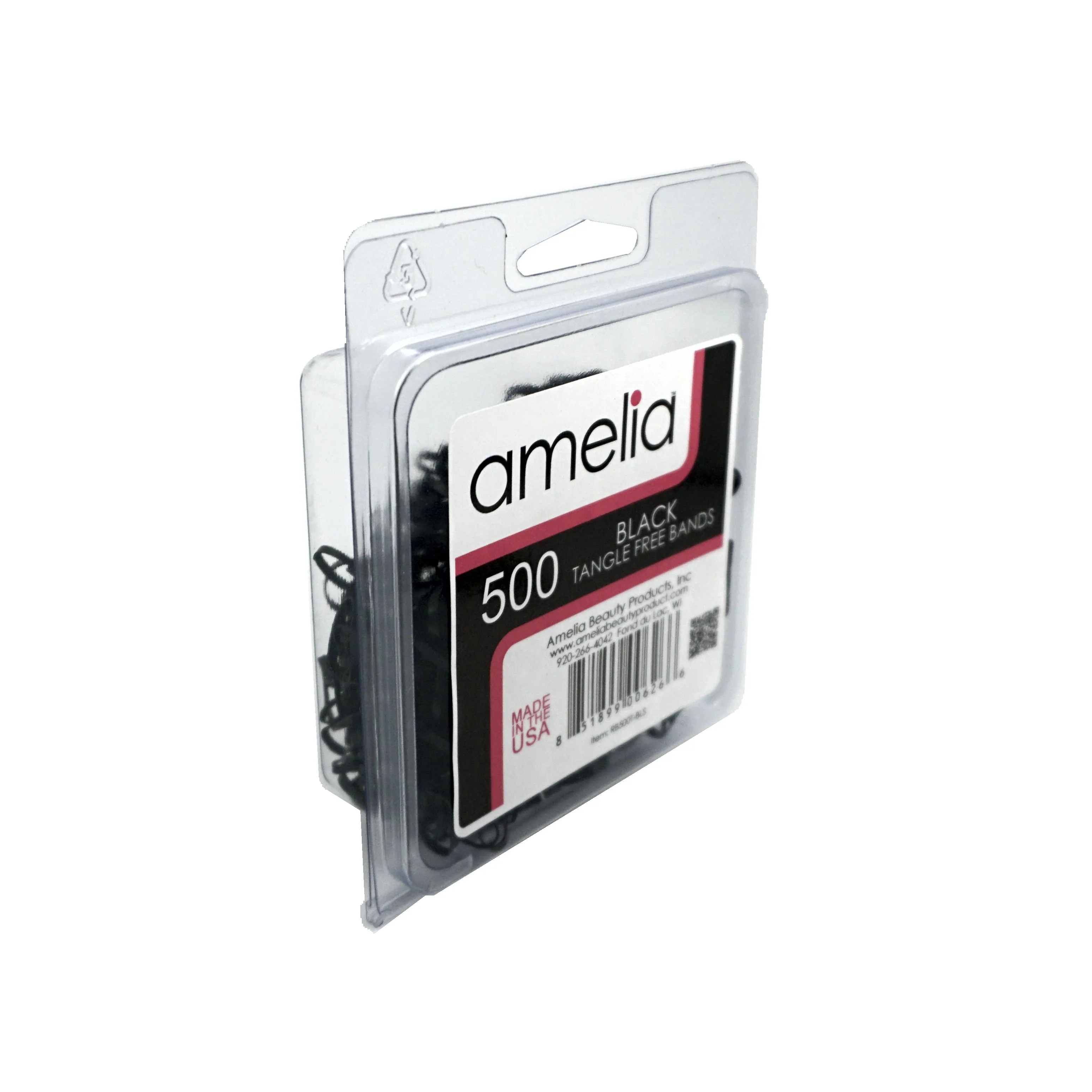 Amelia Beauty | 1/2in, Black, Tangle Free Elastic Pony Tail Holders | Made in USA, Ideal for Ponytails, Braids, Twists. For Women, Girls. Pain Free, Snag Free, Easy Off | 500 Pack