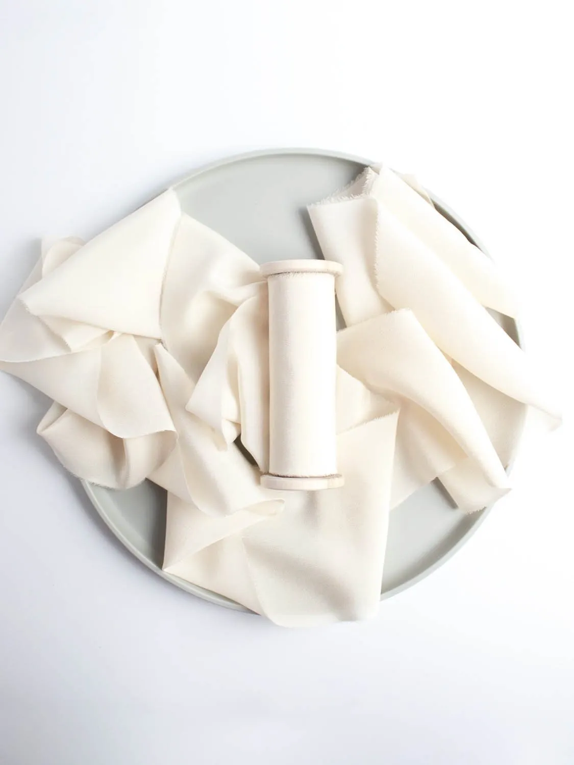 Antique White Silk Ribbon in Crepe de Chine