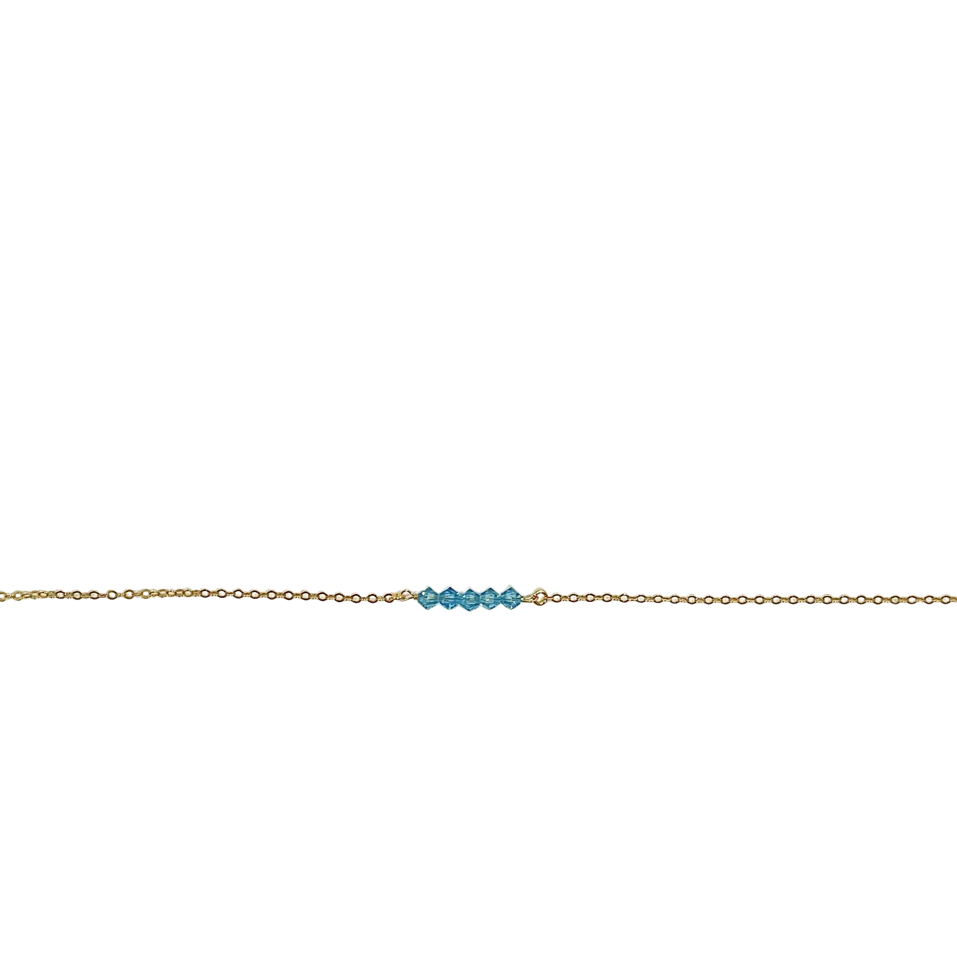 Aquamarine Blue Crystal  Bar Necklace