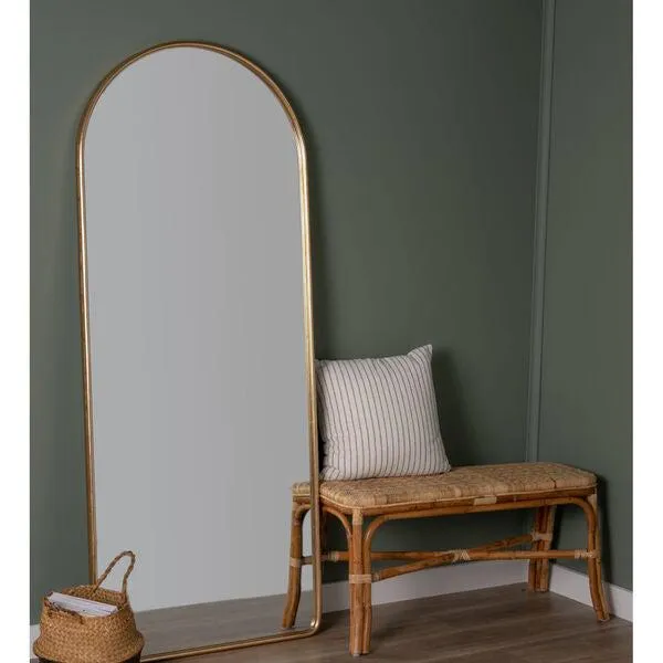 Arch Metal Floor Mirror with Gold Finish