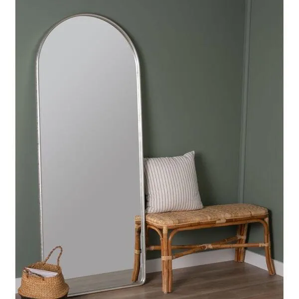 Arch Metal Floor Mirror with Silver Finish