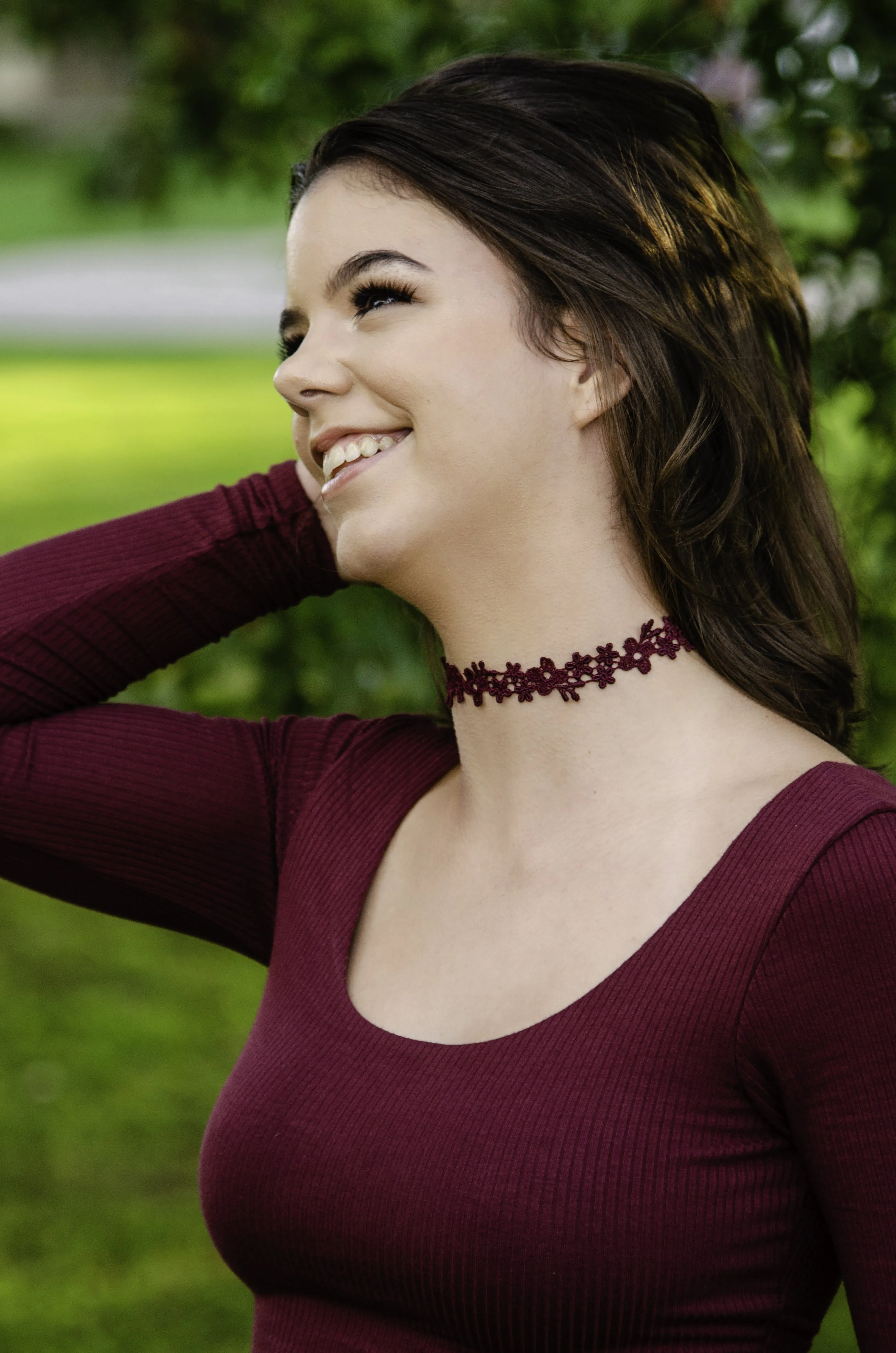 Astrid Burgundy Lace Choker Necklace