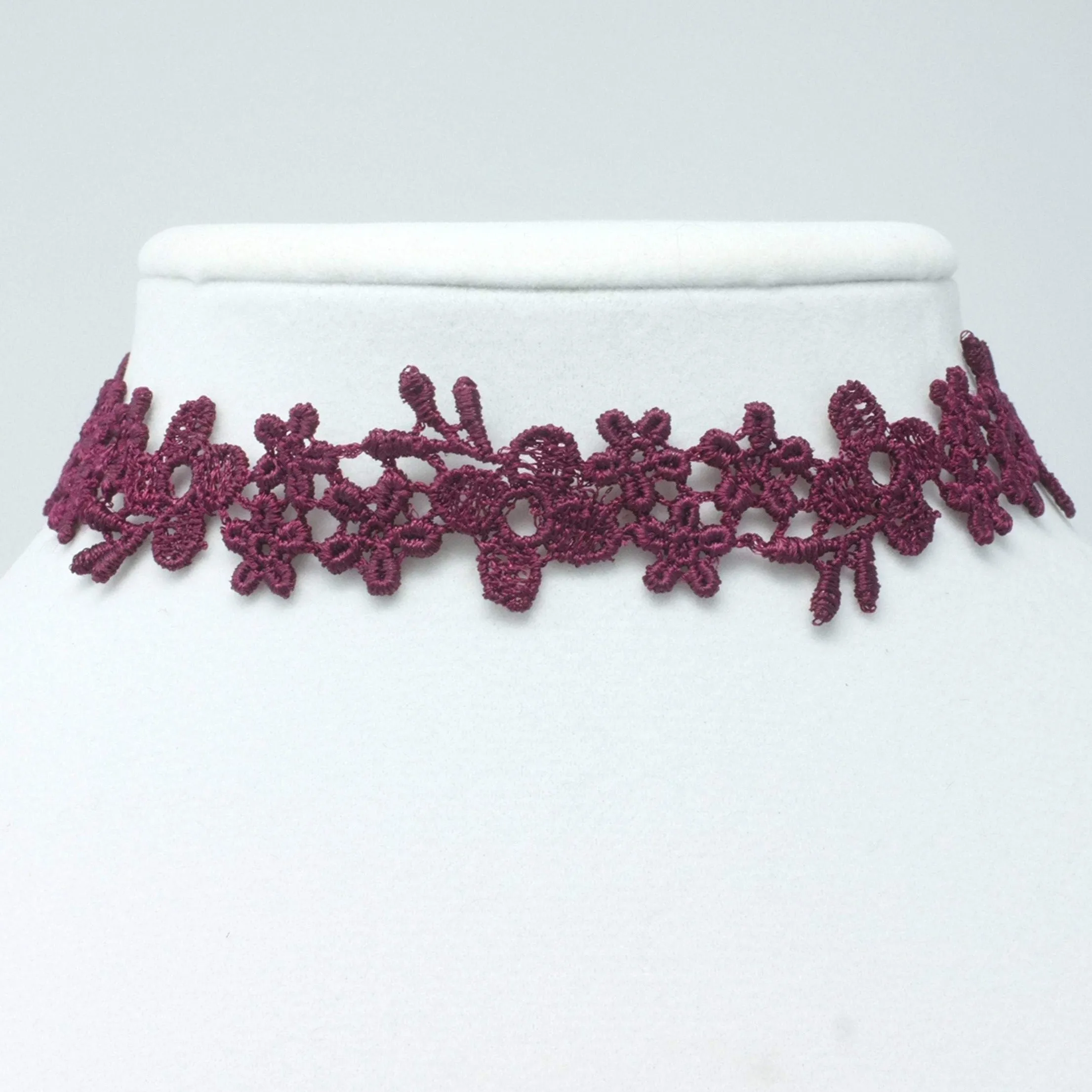 Astrid Burgundy Lace Choker Necklace