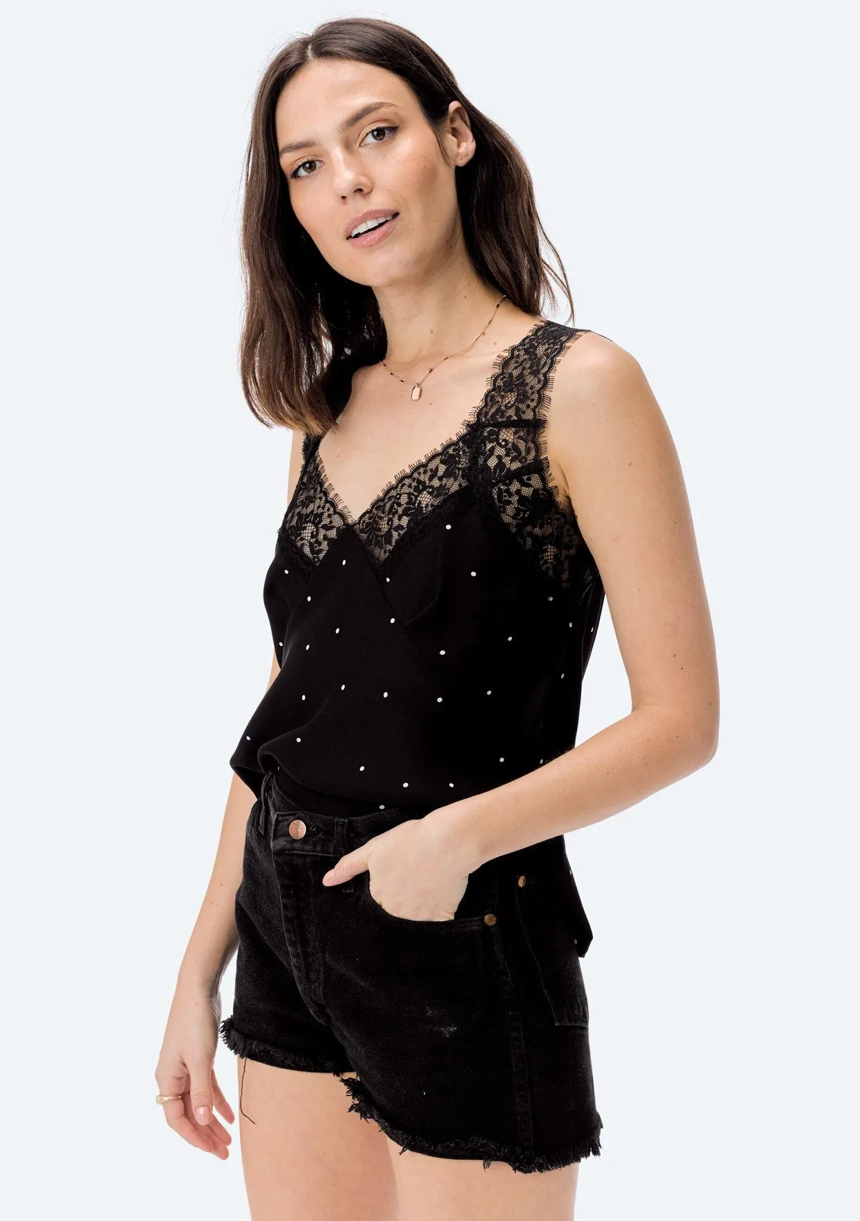 Aubrey Polka Dot Lace Cami