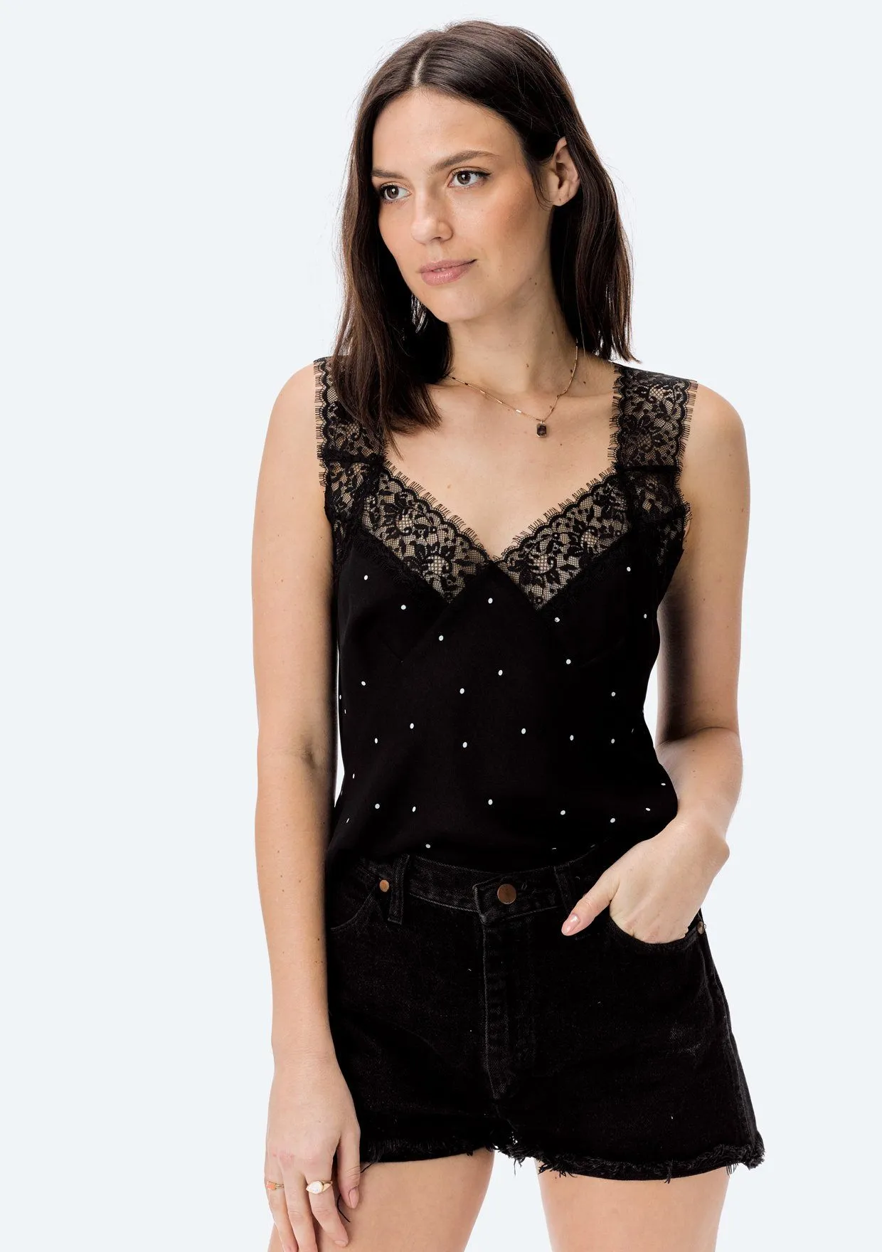 Aubrey Polka Dot Lace Cami