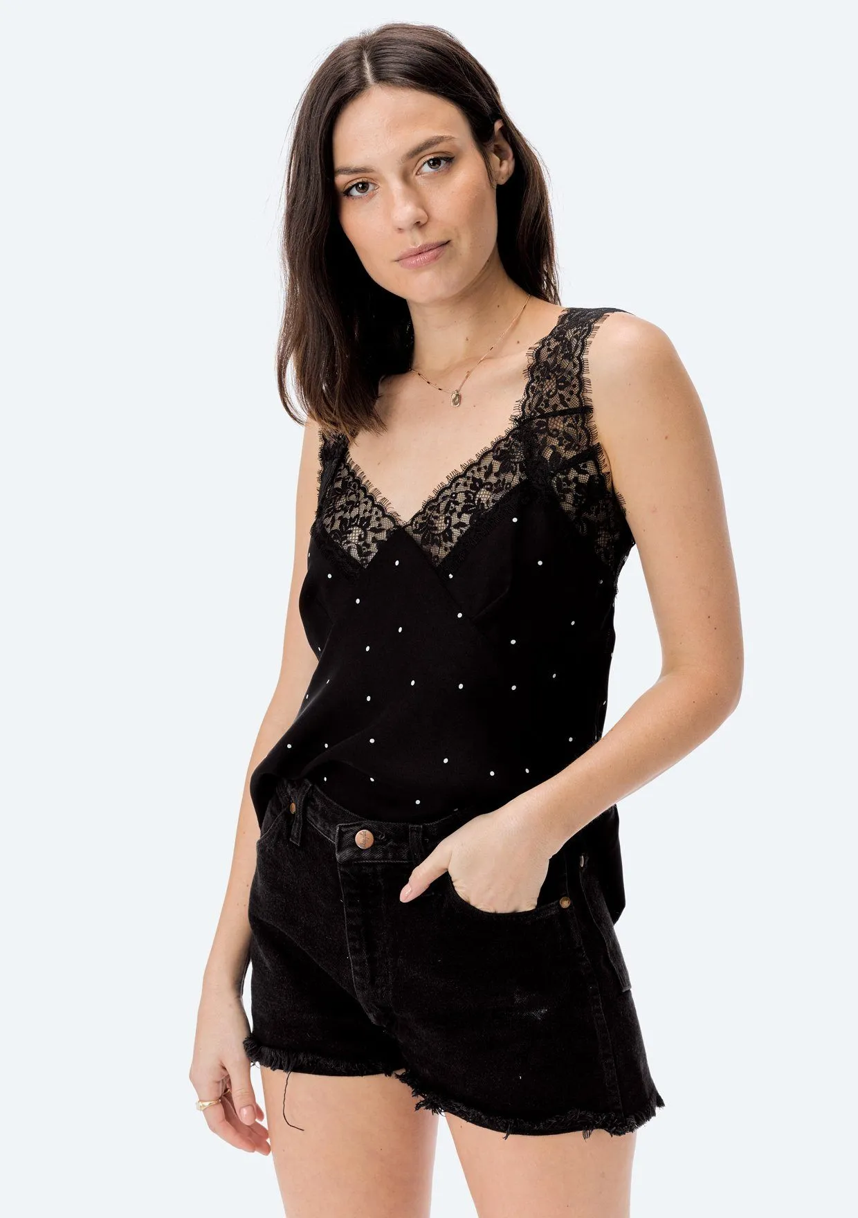 Aubrey Polka Dot Lace Cami
