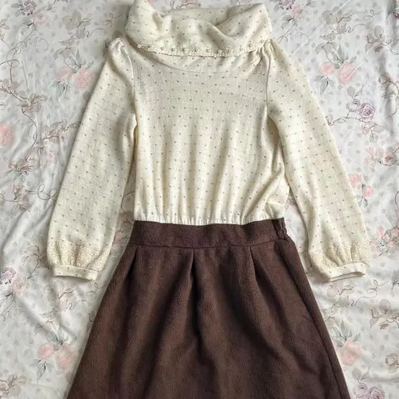 axes femme polka dot turtle neck‎ sweater dress