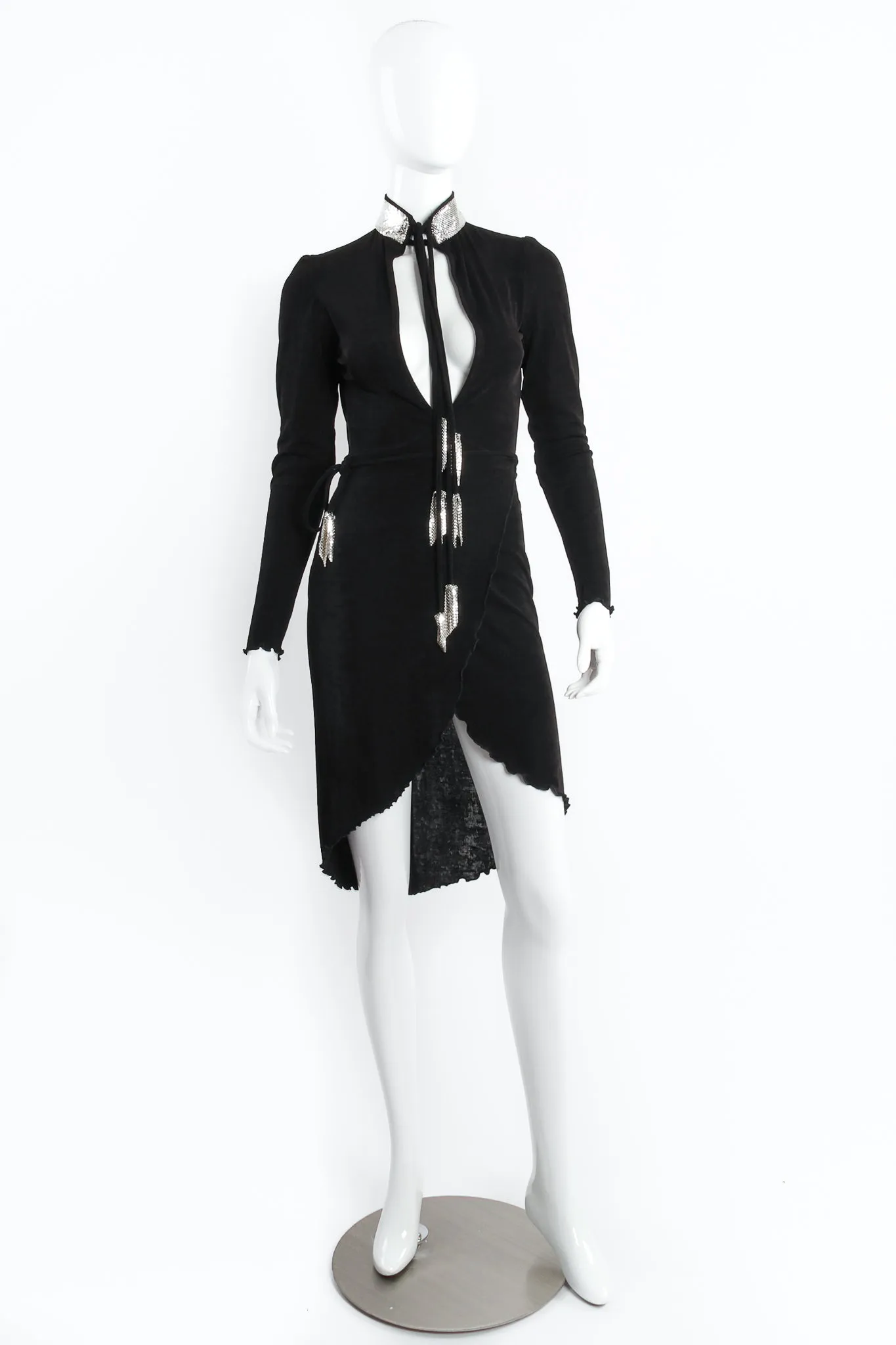 Backless Choker Plunge Wrap Dress