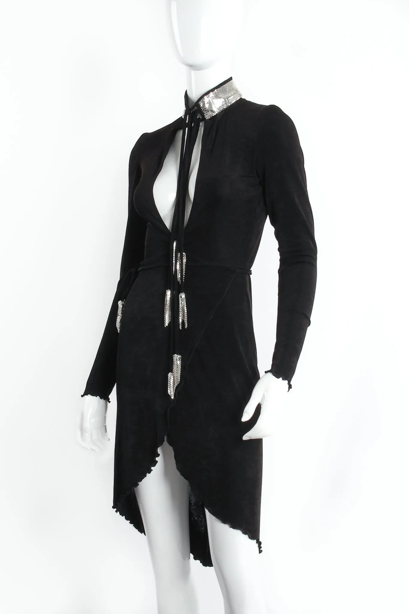 Backless Choker Plunge Wrap Dress