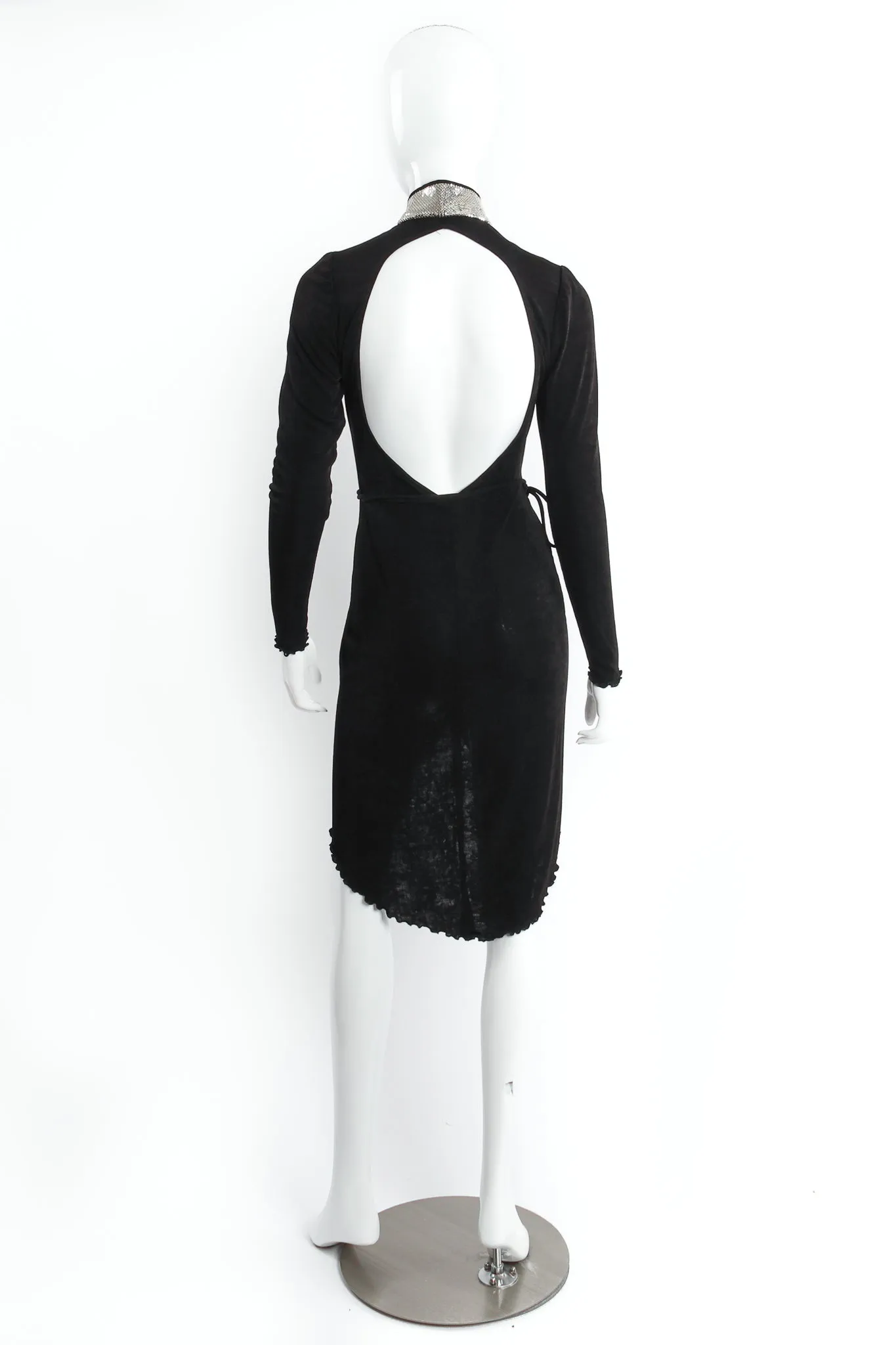 Backless Choker Plunge Wrap Dress