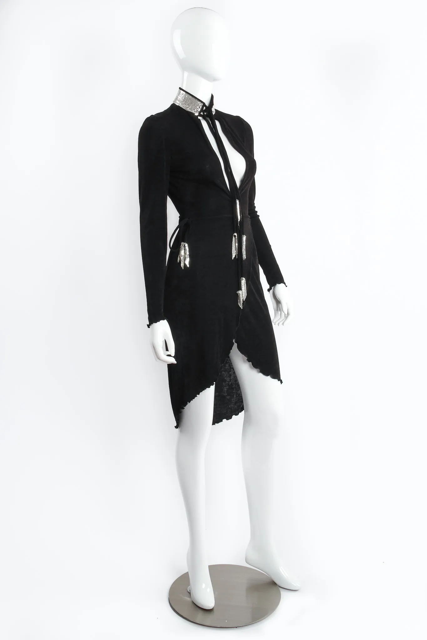 Backless Choker Plunge Wrap Dress