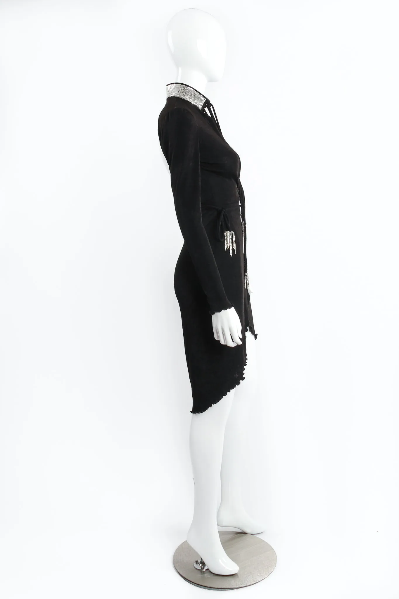 Backless Choker Plunge Wrap Dress