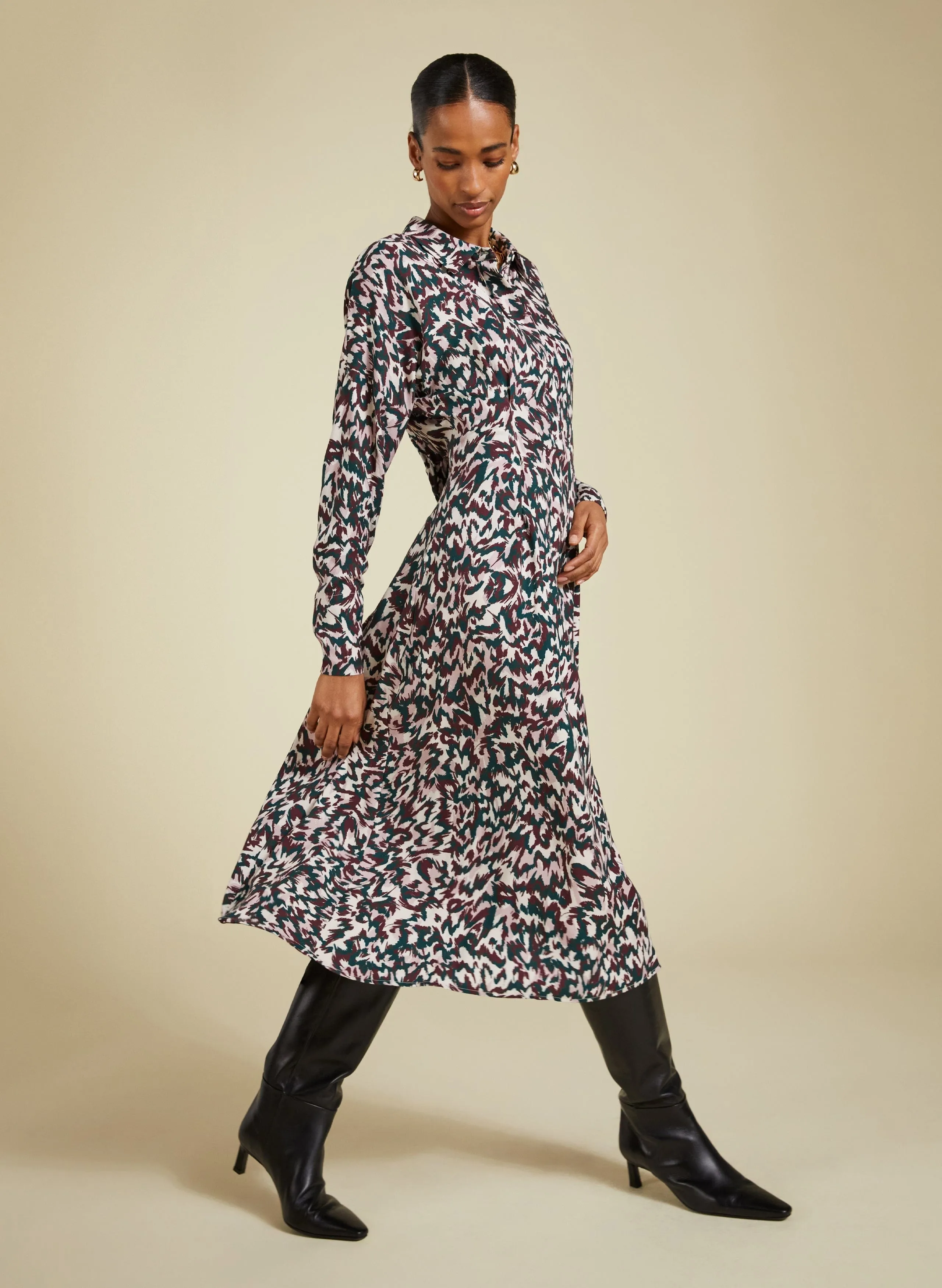 Becky LENZING™ ECOVERO™  Printed Midi Dress | Animal Print