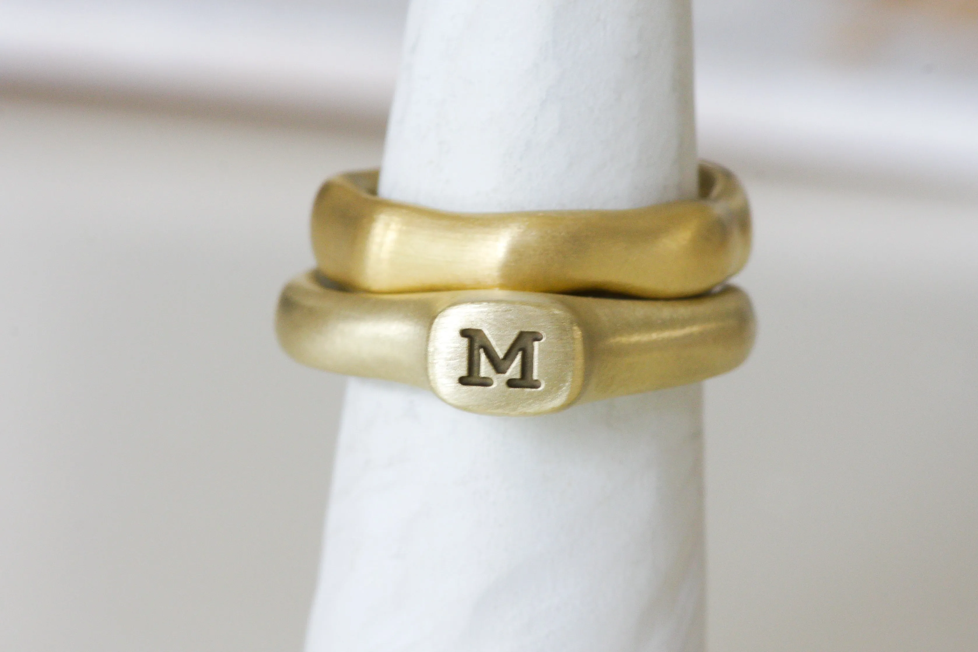 Big Crown Personalized Gold Initial Ring