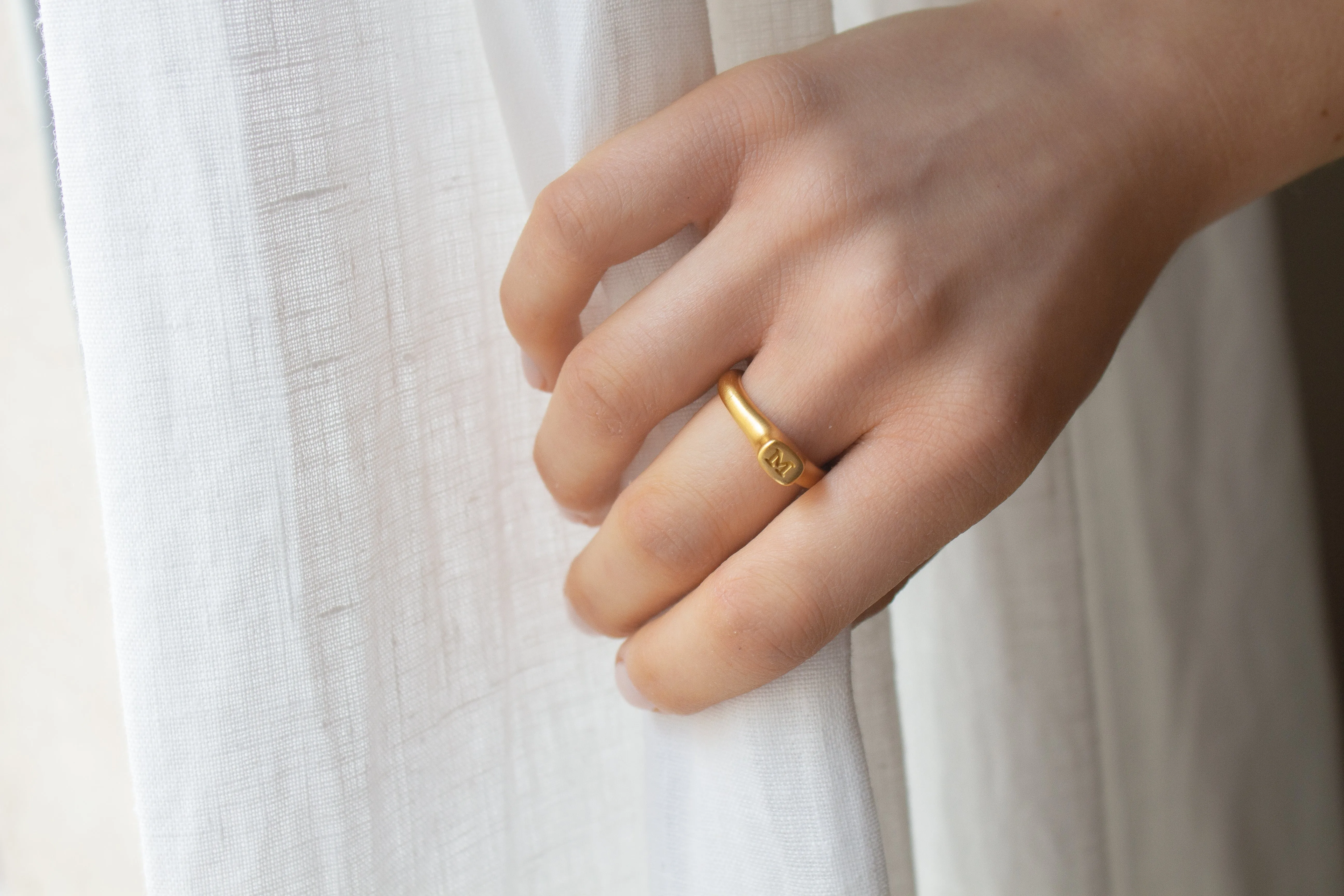 Big Crown Personalized Gold Initial Ring