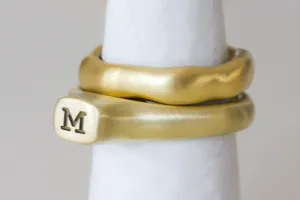 Big Crown Personalized Gold Initial Ring