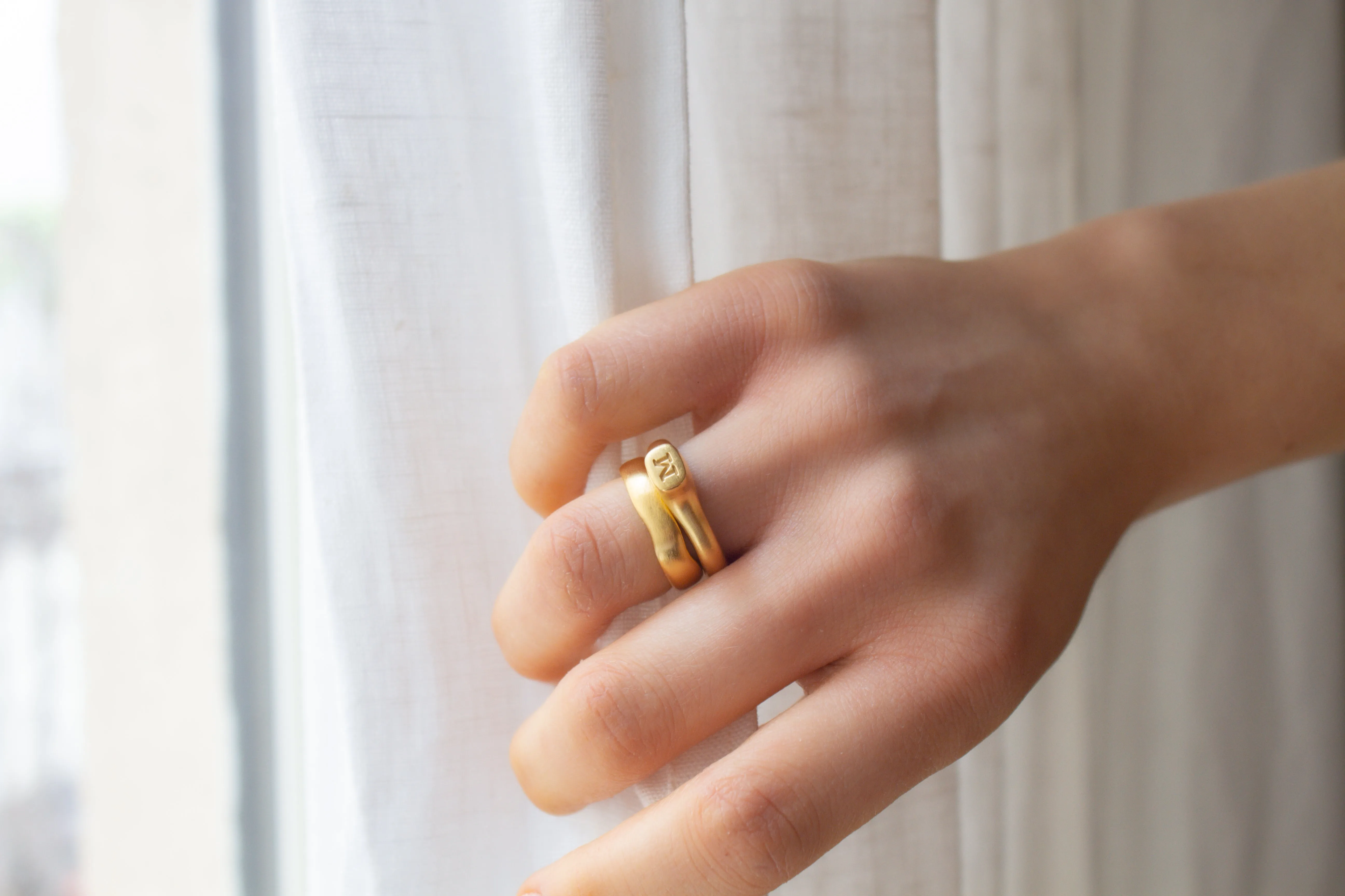 Big Crown Personalized Gold Initial Ring