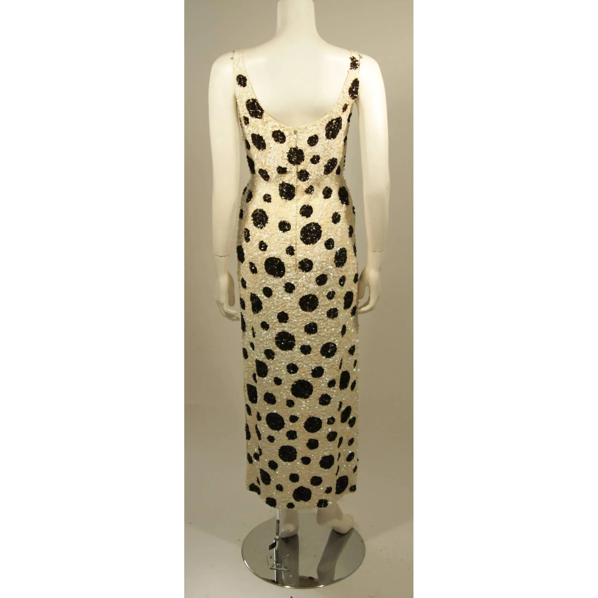 Black & White Polka Dot Iridescent Sequin Gown | Size 27