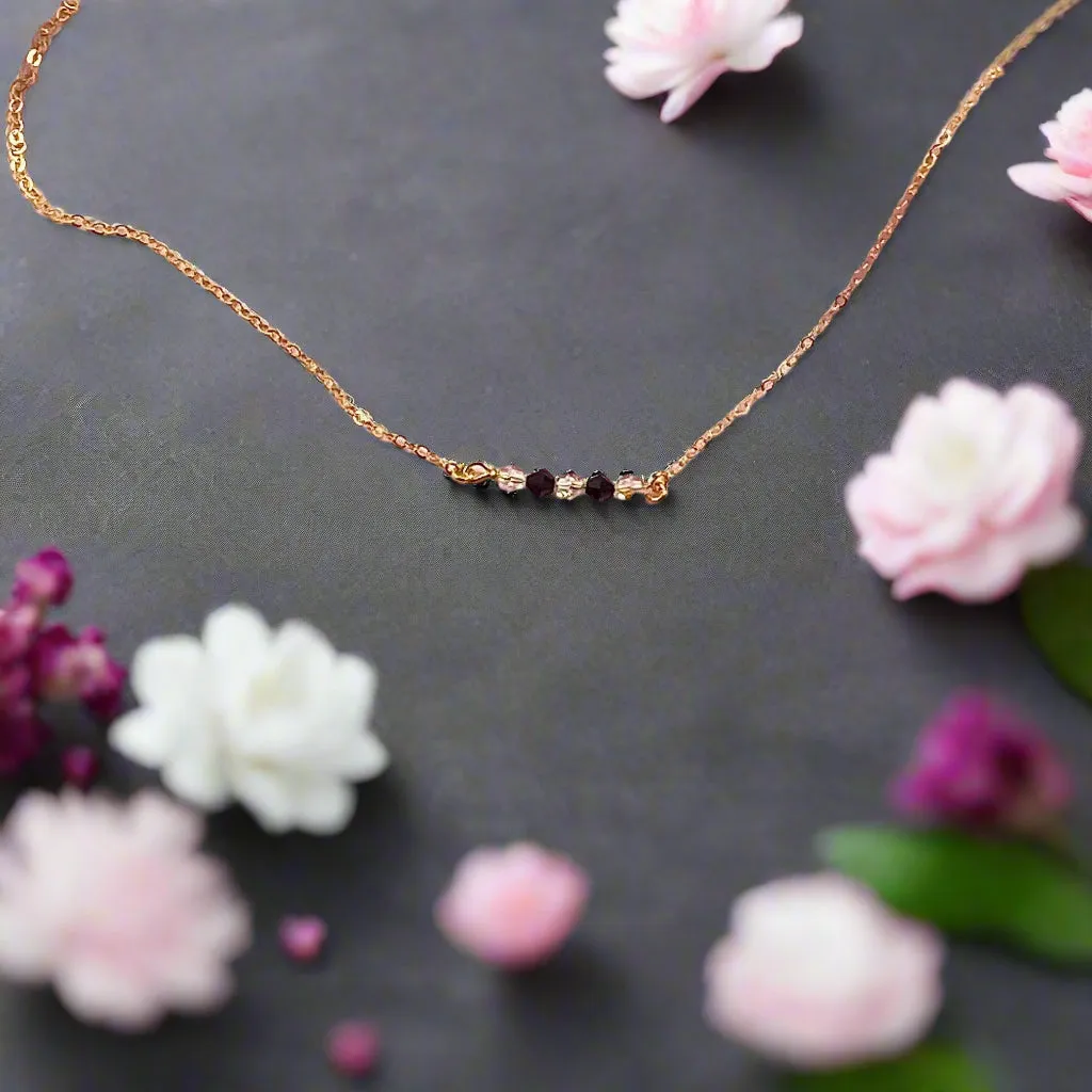Black White Crystal  Bar Necklace