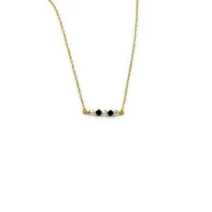 Black White Crystal  Bar Necklace
