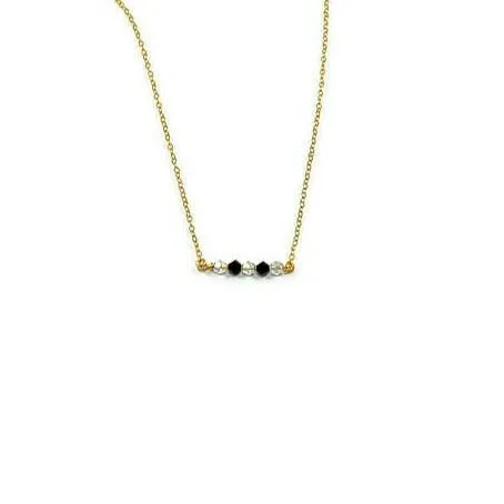 Black White Crystal  Bar Necklace
