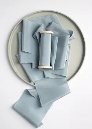 Blue Bell Blue Silk Ribbon in Crepe de Chine, Naturally Dyed